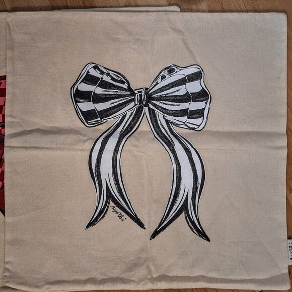 Two 22” Square Canvas Pillow Shams Coquette Aesthete Bow Design by August Bleu - Picture 2 of 6